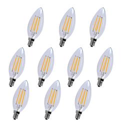 4W B10 LED Bulb Candelabra E-12 Base 3000 Kelvin 300° Dimmable (Pack of 10)