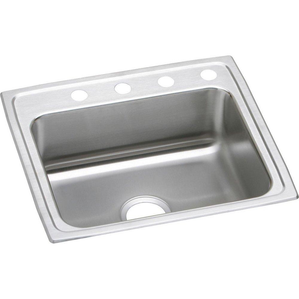 Elkay Lustrous Highlighted Satin 5 Hole Single Bowl Top Mount Kitchen Sink 
