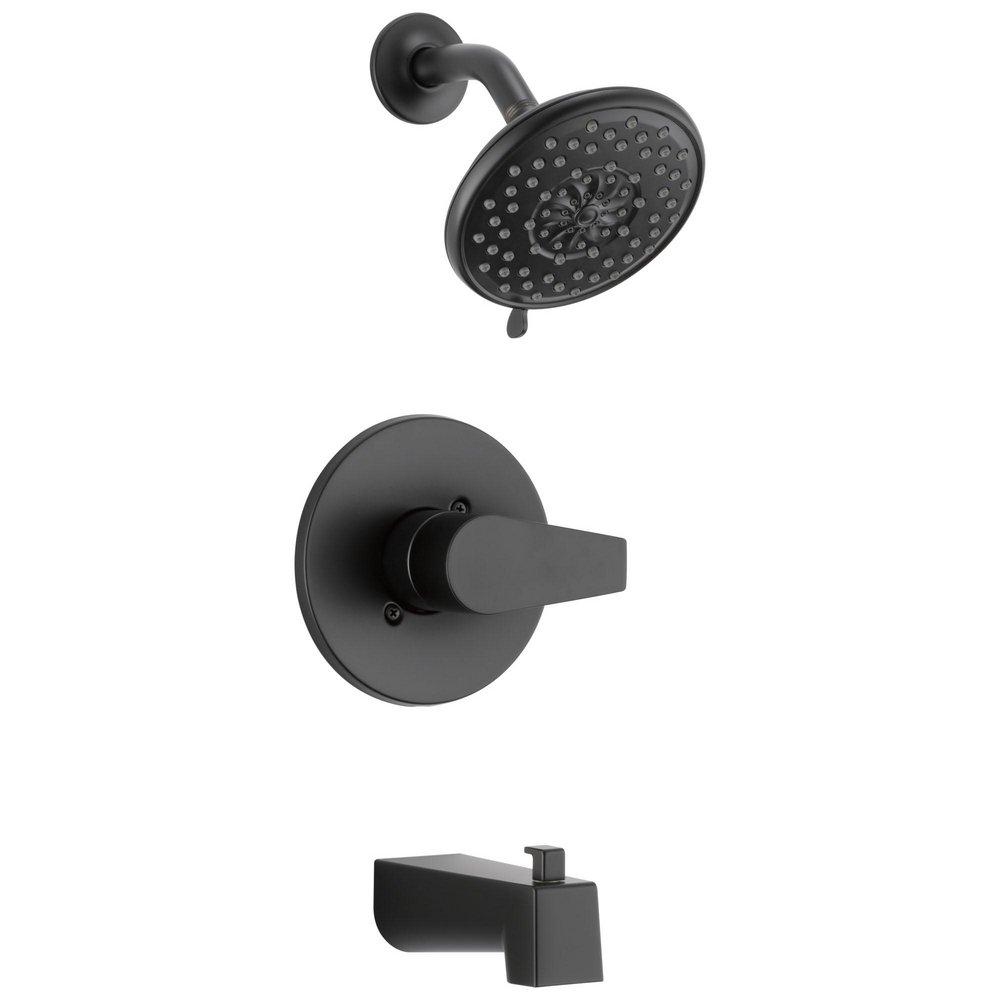 Peerless&reg; Matte Black Single Handle Multi Bathtub & Shower Faucet Trim Only 