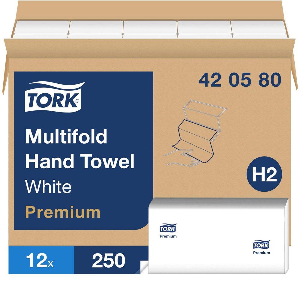 Tork White Multifold Paper Hand Towel, 3-Panel, 1-Ply 250-Towels 