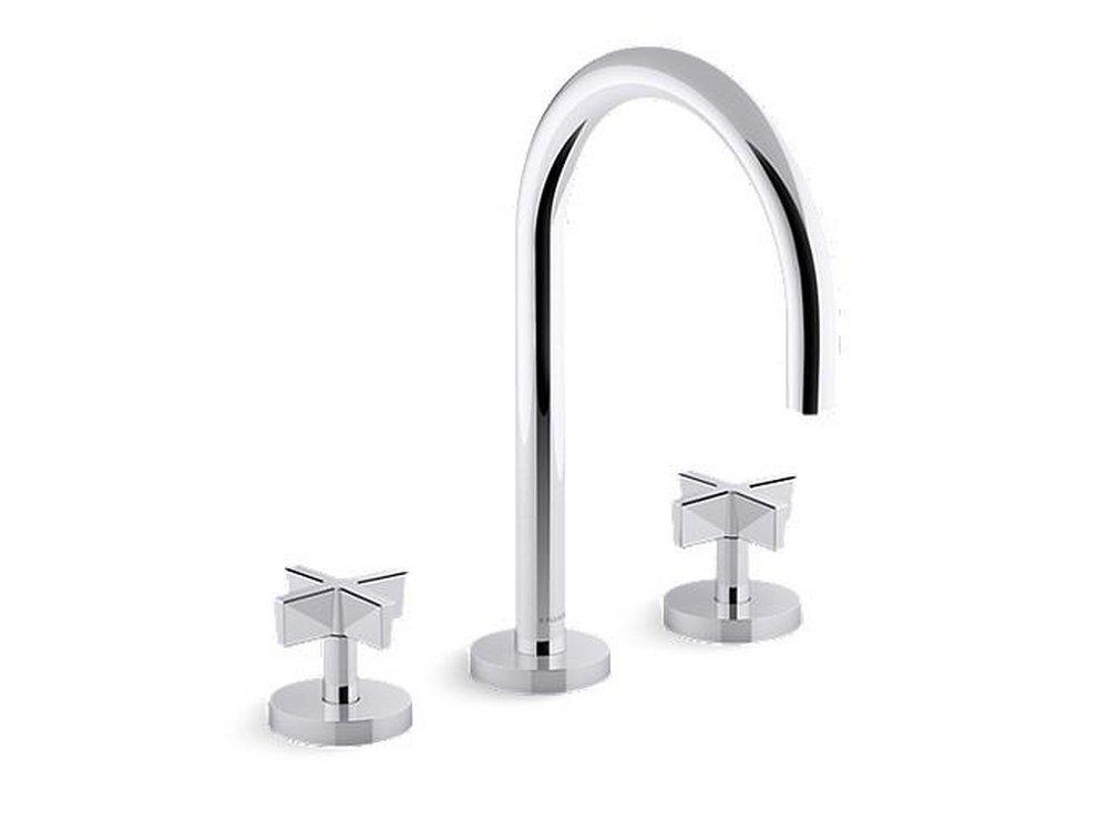 Cross Two Handle Widespread Bathroom Sink Faucet in Matte Black 
