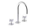 Cross Two Handle Widespread Bathroom Sink Faucet in Matte Black 