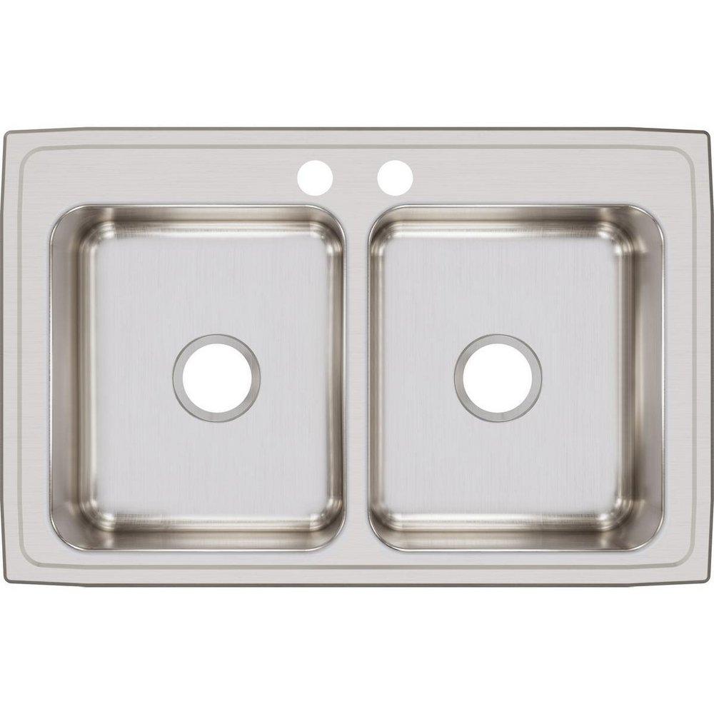 Elkay Lustrous Satin 33 x 21-1/4 in. Stainless Steel Double Bowl Drop-in Kitchen Sink in Lustrous Satin 