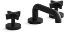 Cross Two Handle Widespread Bathroom Sink Faucet in Matte Black 