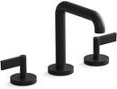 Lever Two Handle Widespread Bathroom Sink Faucet in Matte Black 