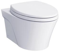 0.9/1.28 gpf Elongated Wall Mount One Piece Toilet in Cotton