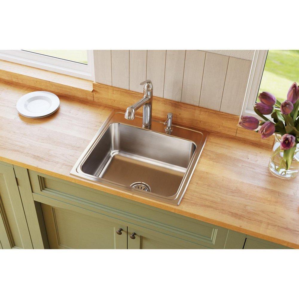 Elkay Lustrous Satin 22 x 22 in. Stainless Steel Single Bowl Drop-in Kitchen Sink in Lustrous Satin 