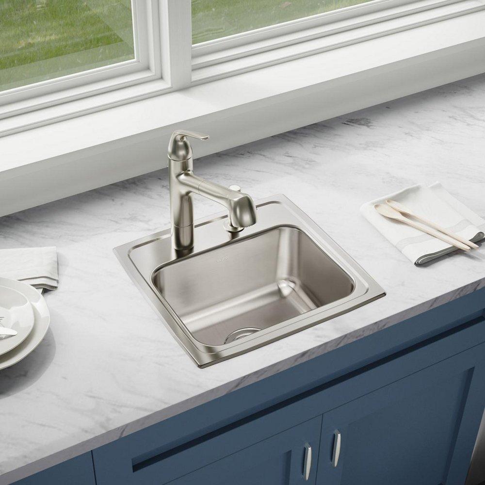 Elkay Lustrous Satin 17 x 16 in. Stainless Steel Single Bowl Drop-in Kitchen Sink in Lustrous Satin 