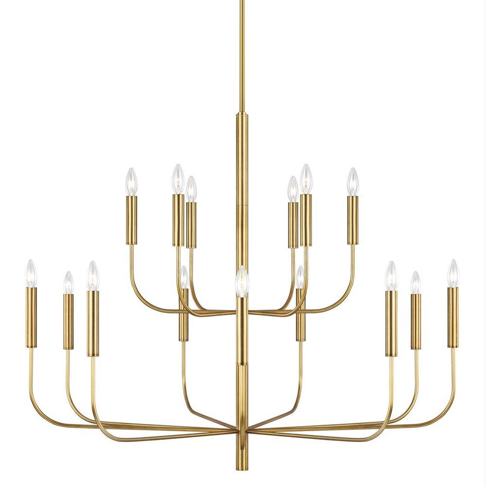 Visual Comfort & Co. Studio Burnished Brass 37-1/2 x 48-3/4 in. 60W 2-Tier 15-Light Transitional Chandelier 