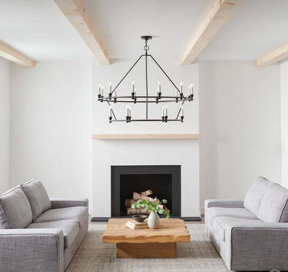 Visual Comfort & Co. Studio Aged Iron 39 x 49-3/25 in. 60W 2-Tier 18-Light Mid-century and Transitional Chandelier 