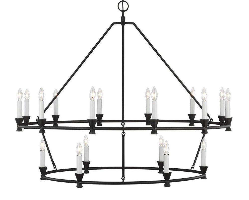 Visual Comfort & Co. Studio Aged Iron 39 x 49-3/25 in. 60W 2-Tier 18-Light Mid-century and Transitional Chandelier 