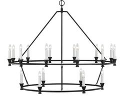 39 x 49-3/25 in. 60W 2-Tier 18-Light Mid-century and Transitional Chandelier in Aged Iron