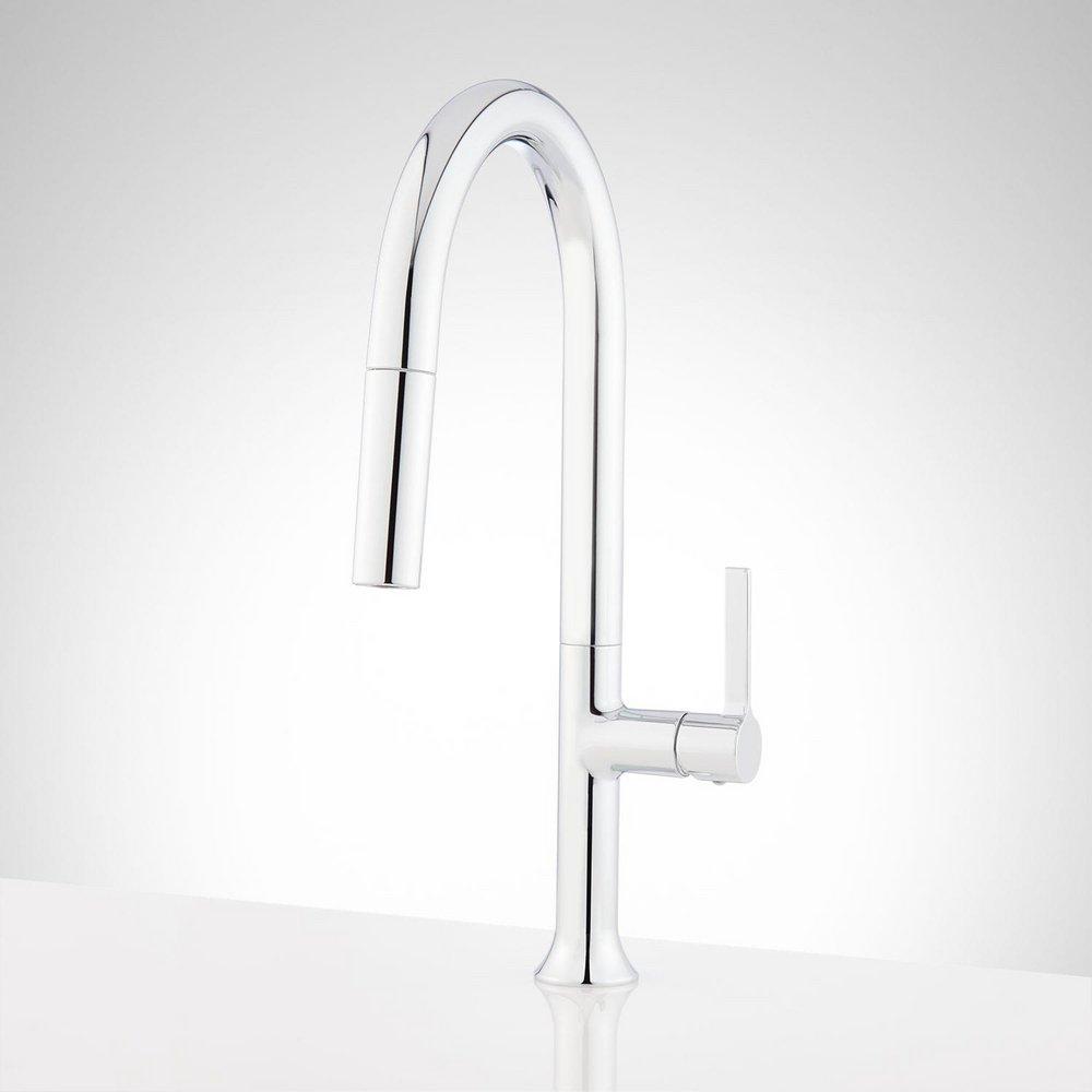 Signature Hardware Chrome Single Handle Pull Down Kitchen Faucet 