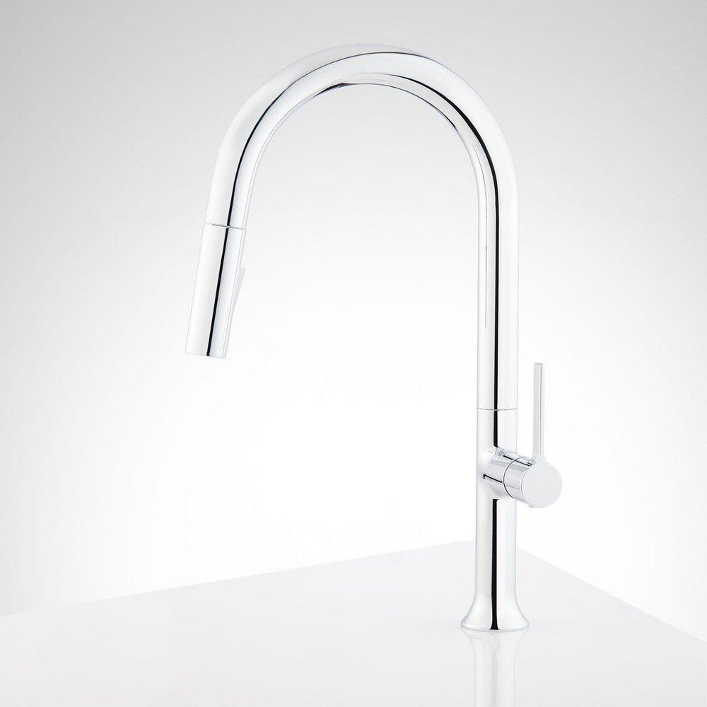 Signature Hardware Chrome Single Handle Pull Down Kitchen Faucet 