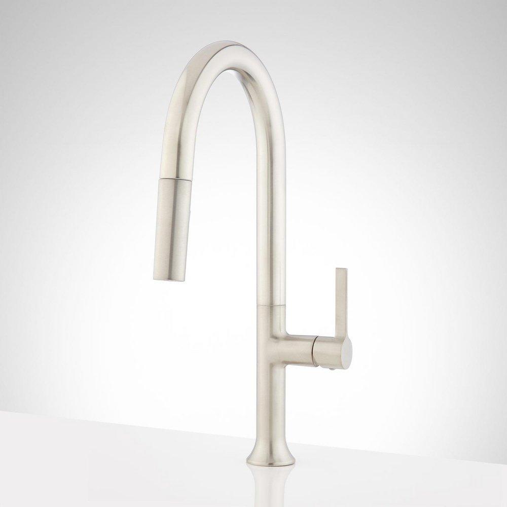 Signature Hardware Stainless Steel Single Handle Pull Down Kitchen Faucet 