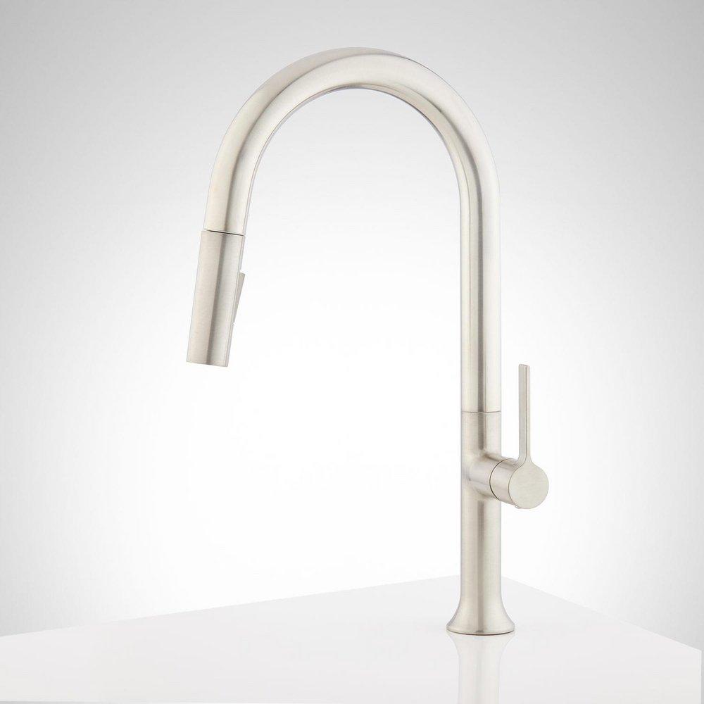 Signature Hardware Stainless Steel Single Handle Pull Down Kitchen Faucet 