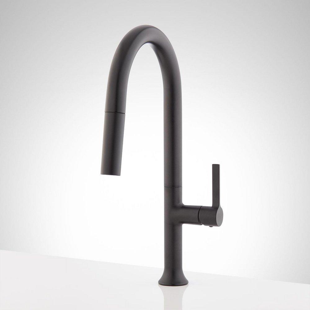 Signature Hardware Matte Black Single Handle Pull Down Kitchen Faucet 