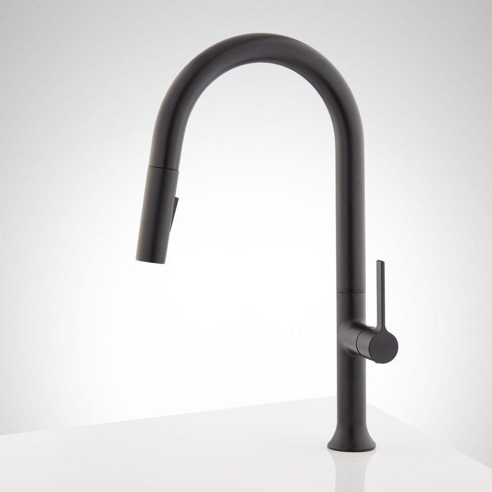 Signature Hardware Matte Black Single Handle Pull Down Kitchen Faucet 