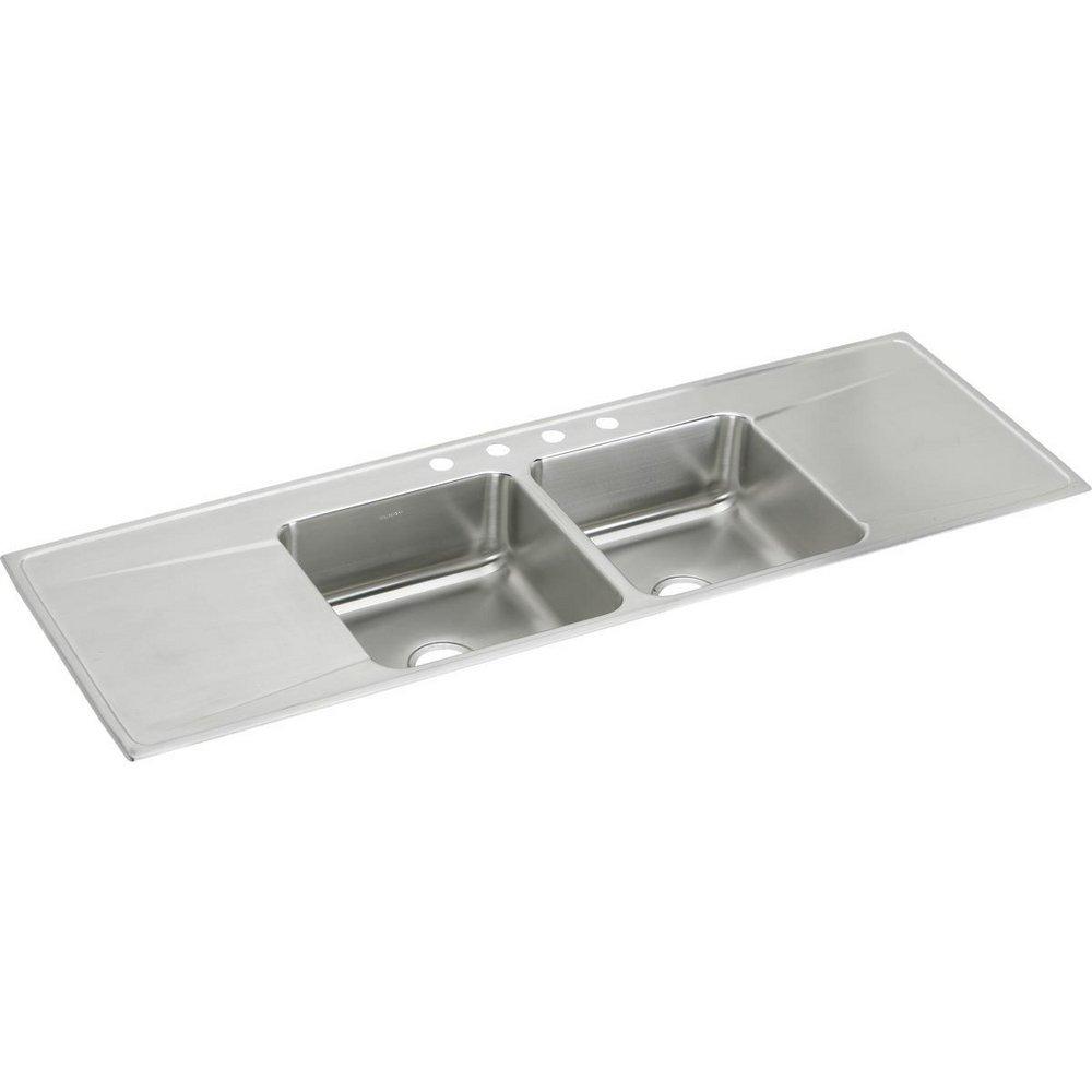 Elkay Lustertone 1 Hole Double Bowl Self-rimming or Drop-in Kitchen Sink 