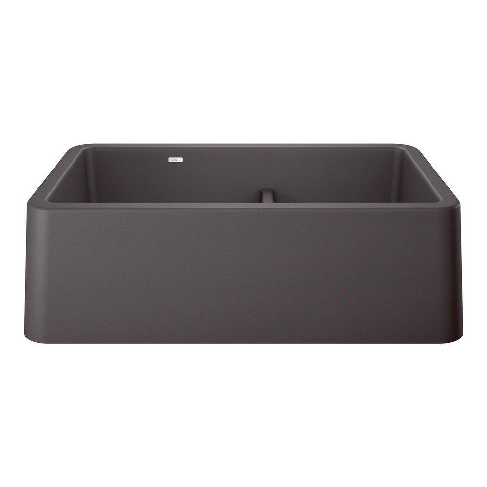 BLANCO Cinder 33 x 19 in. No-Hole Granite Composite Double Bowl Farmhouse Kitchen Sink 