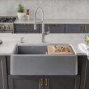 BLANCO Metallic Grey 33 x 19 in. Composite Double Bowl Farmhouse Kitchen Sink 