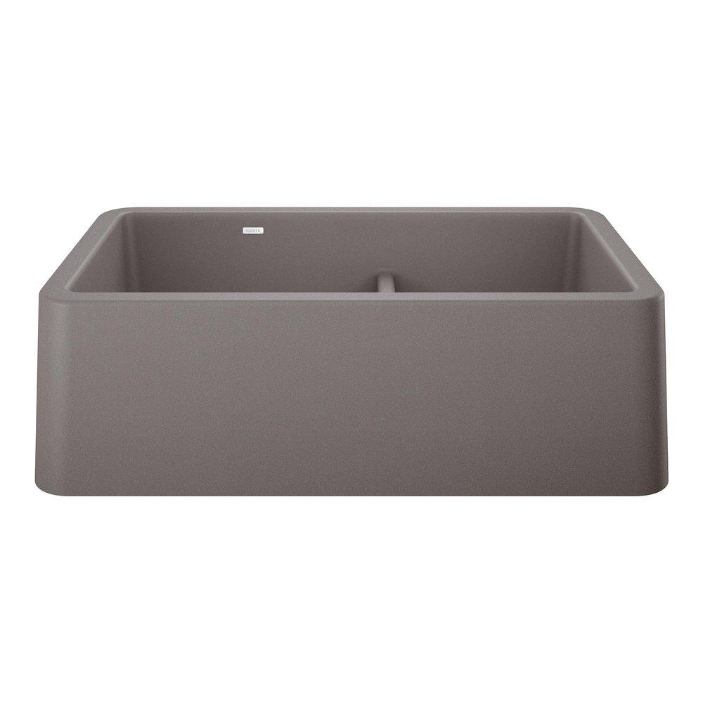 BLANCO Metallic Grey 33 x 19 in. Composite Double Bowl Farmhouse Kitchen Sink 