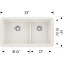 BLANCO White 33 x 19 in. Silgranit&reg; Double Bowl Farmhouse Kitchen Sink 