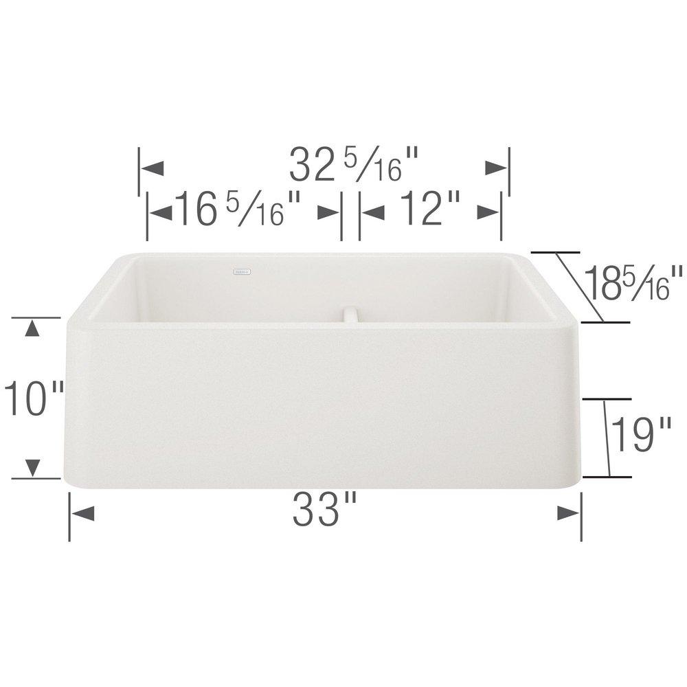 BLANCO White 33 x 19 in. Silgranit&reg; Double Bowl Farmhouse Kitchen Sink 