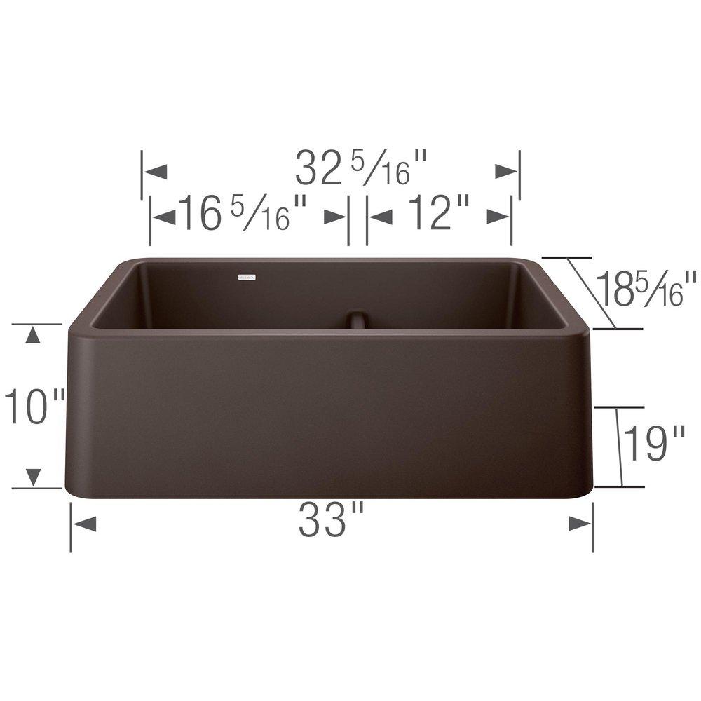 BLANCO Cafe 33 x 19 in. No-Hole Granite Composite Double Bowl Farmhouse Kitchen Sink 