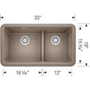 BLANCO Truffle 33 x 19 in. No-Hole Granite Composite Double Bowl Farmhouse Kitchen Sink 