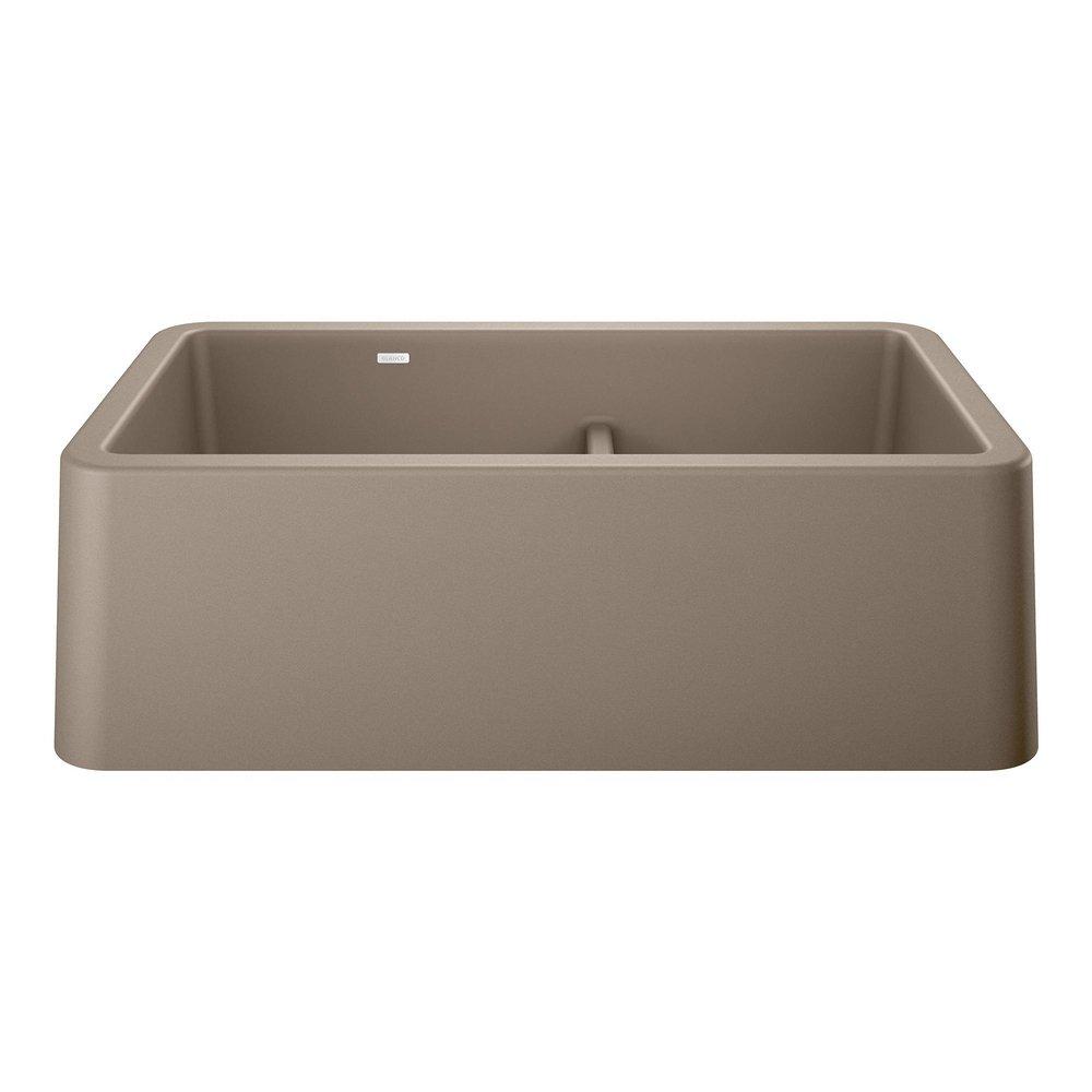 BLANCO Truffle 33 x 19 in. No-Hole Granite Composite Double Bowl Farmhouse Kitchen Sink 