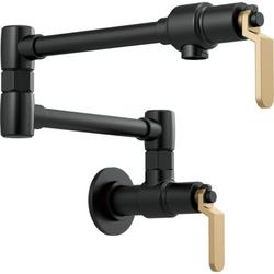 Wall Mount Pot Filler in Matte Black/Luxe Gold