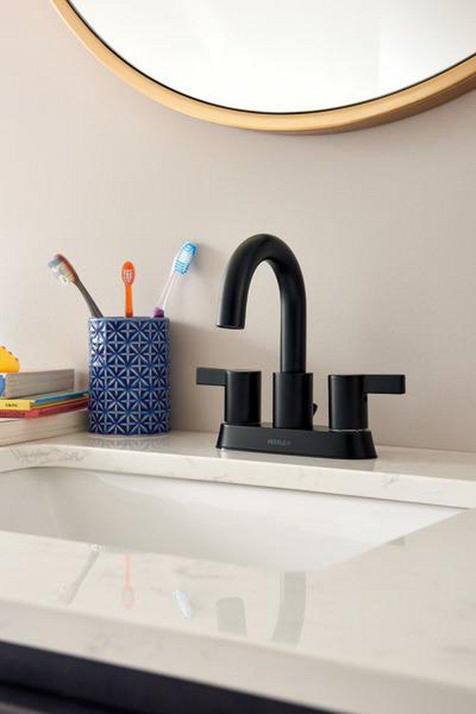 Peerless&reg; Matte Black Two Handle Centerset Bathroom Sink Faucet 