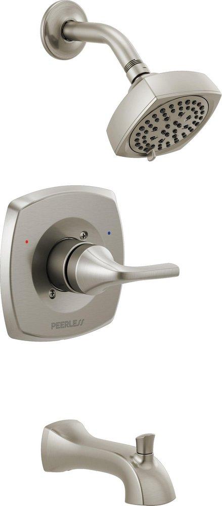 Peerless&reg; Brushed Nickel Single Handle Multi Function Bathtub & Shower Faucet (Trim Only) 