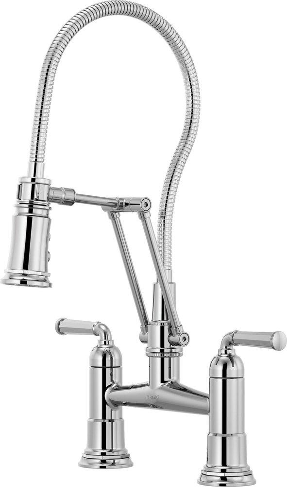 Brizo Chrome Bridge Two Handle Widespread Kitchen Faucet 