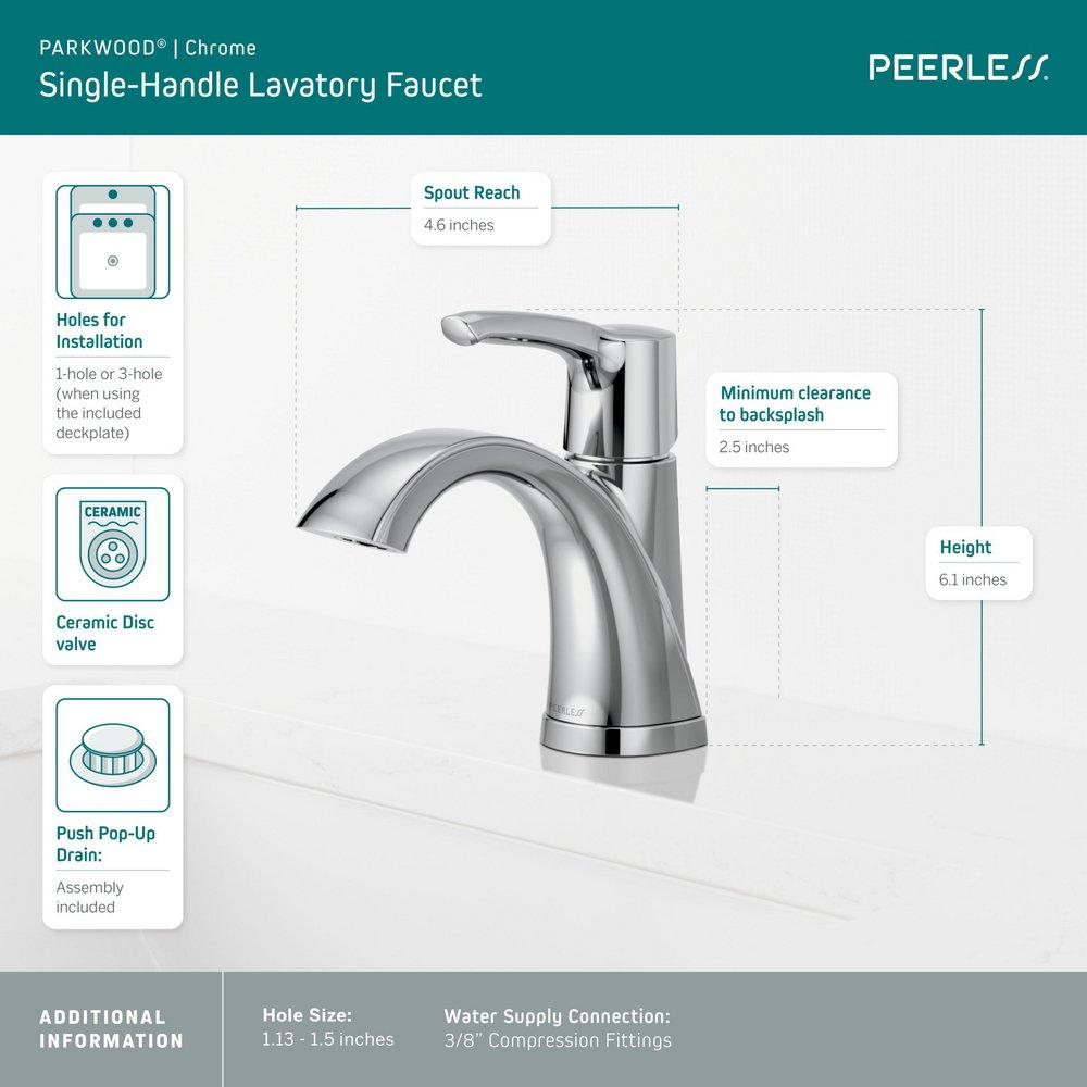 Peerless&reg; Chrome Single Handle Bathroom Sink Faucet 
