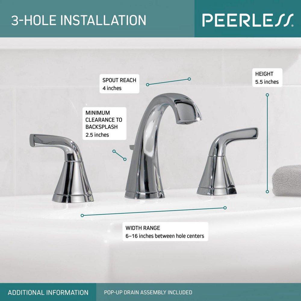 Peerless&reg; Chrome Two Handle Widespread Bathroom Sink Faucet 