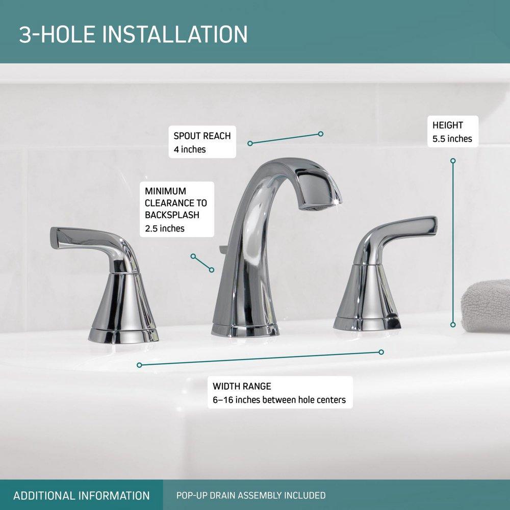 Peerless&reg; Chrome Two Handle Widespread Bathroom Sink Faucet 