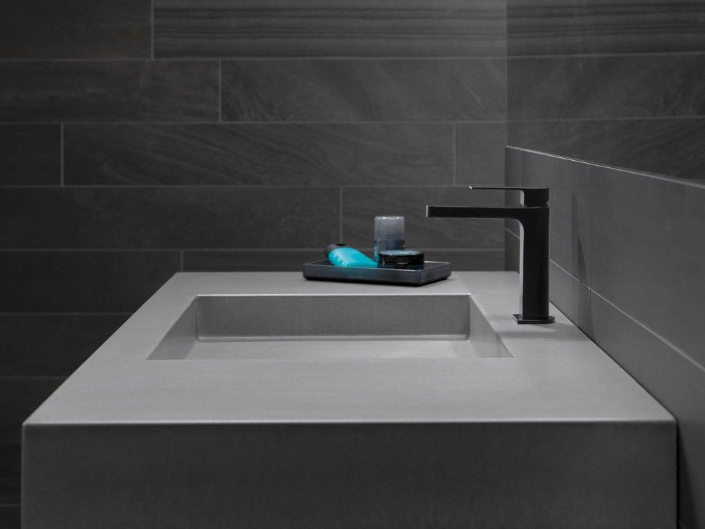 Peerless&reg; Matte Black Single Handle Monoblock Bathroom Sink Faucet 