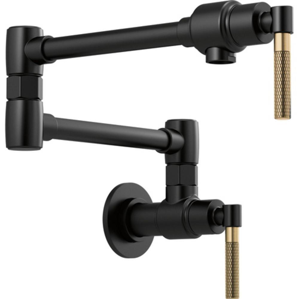 Brizo Matte Black/Luxe Gold Two Handle Lever Pot Filler 