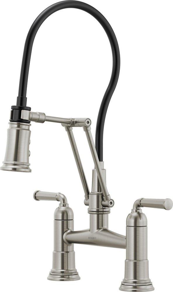 Brizo Stainless Two Handle Bridge Widespread Kitchen Faucet 