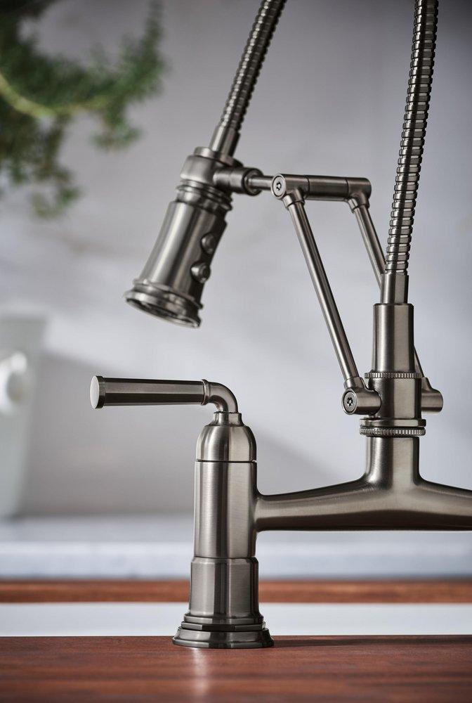 Brizo Luxe Steel Two Handle Bridge Widespread Kitchen Faucet 