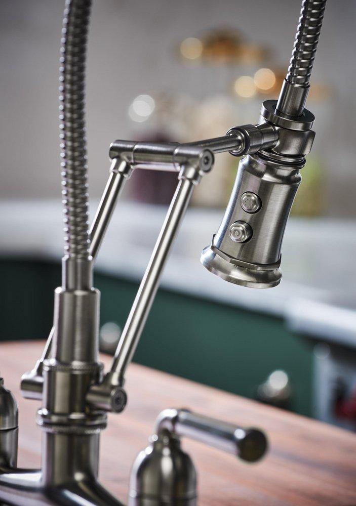 Brizo Luxe Steel Two Handle Bridge Widespread Kitchen Faucet 