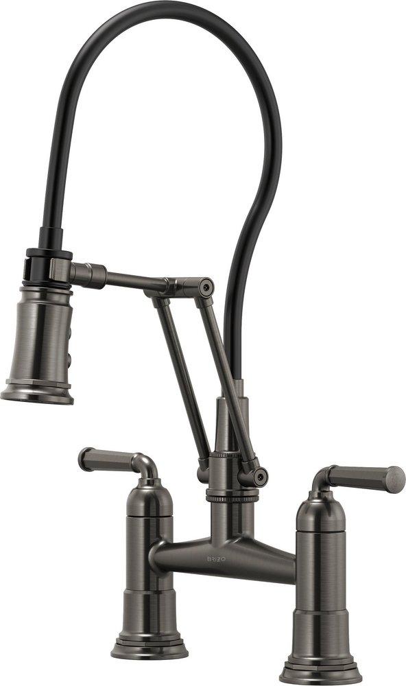 Brizo Luxe Steel Two Handle Bridge Widespread Kitchen Faucet 