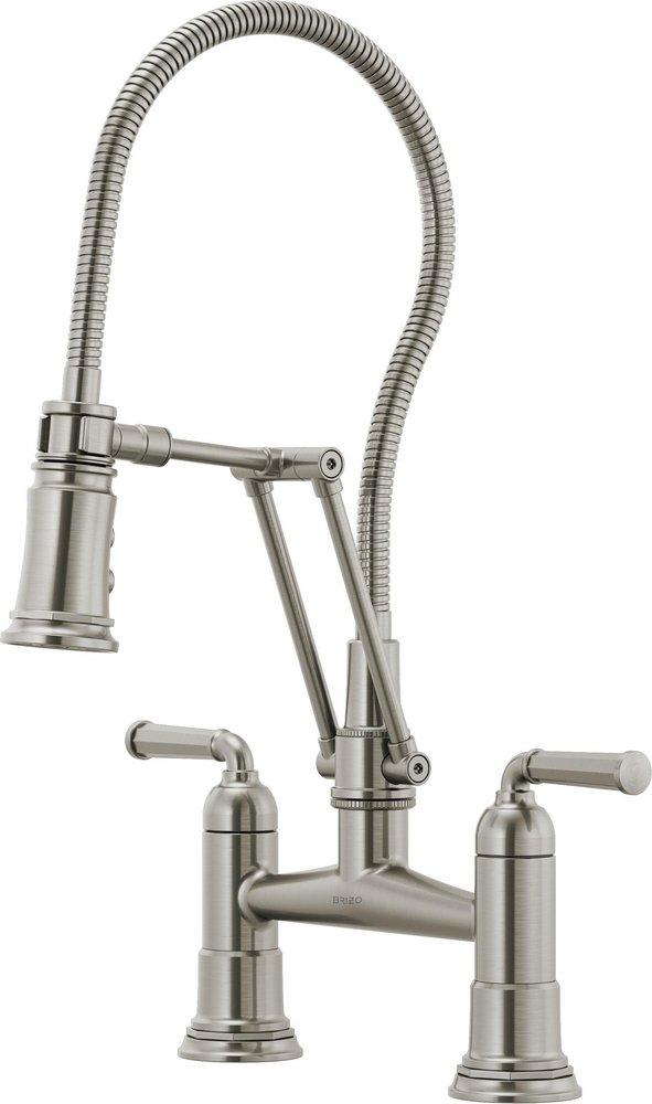 Brizo Stainless Bridge Two Handle Widespread Kitchen Faucet 