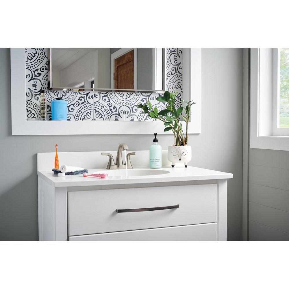 Peerless&reg; Brushed Nickel Two Handle Centerset Bathroom Sink Faucet 