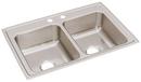 33 x 22 in. 2 Hole Stainless Steel Double Bowl Drop-in Kitchen Sink in Lustrous Satin