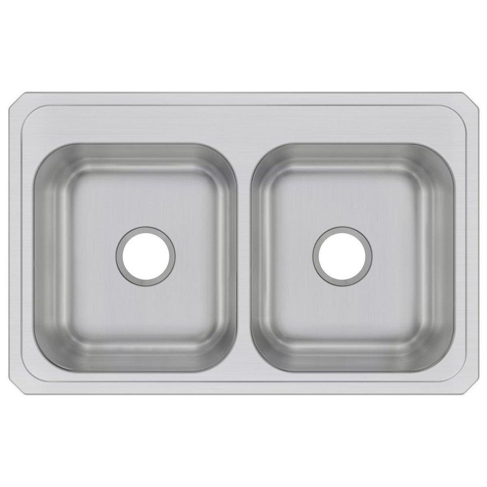 Elkay Lustrous Satin 43 x 22 in. Stainless Steel Double Bowl Drop-in Kitchen Sink in Lustrous Satin 
