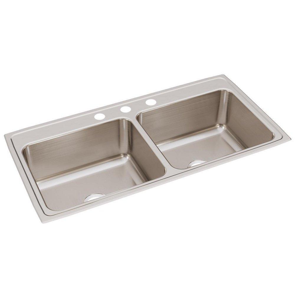 Elkay Lustrous Satin 43 x 22 in. Stainless Steel Double Bowl Drop-in Kitchen Sink in Lustrous Satin 