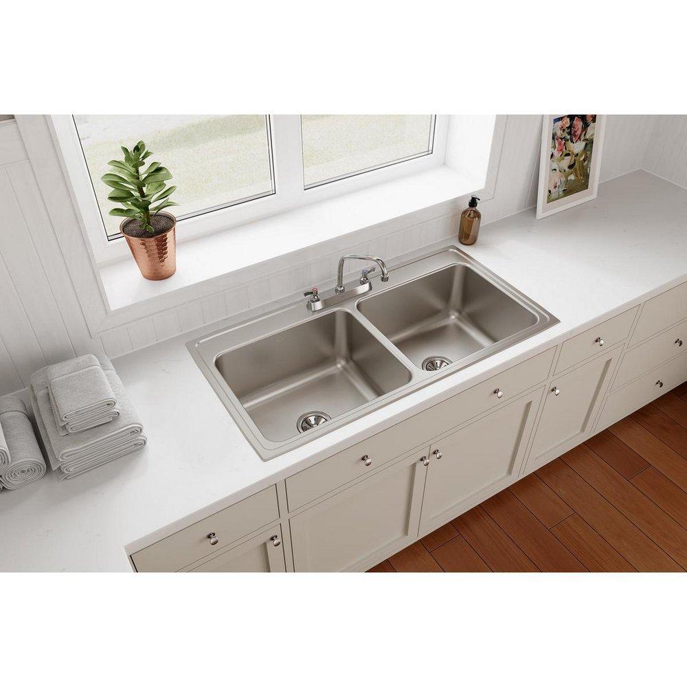 Elkay Lustrous Satin 43 x 22 in. Stainless Steel Double Bowl Drop-in Kitchen Sink in Lustrous Satin 
